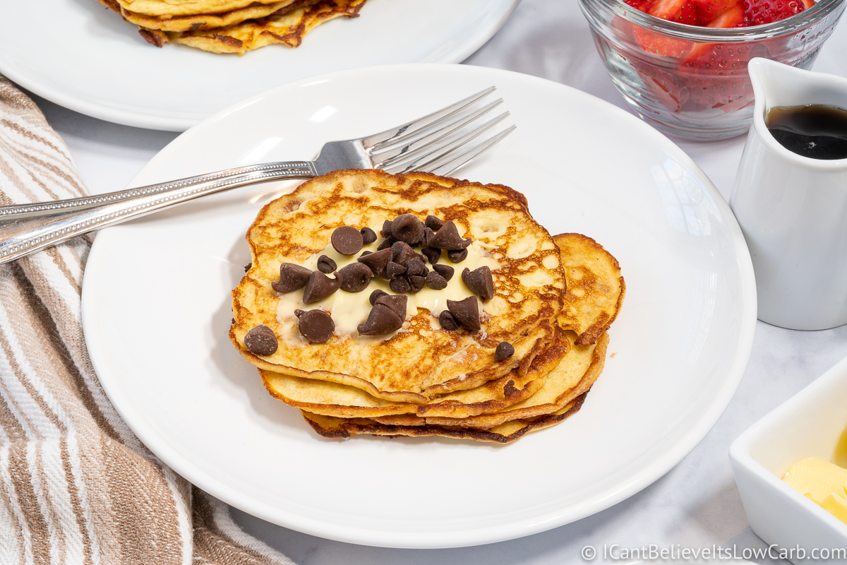 Keto Cream Cheese Pancakes with chocolate chips