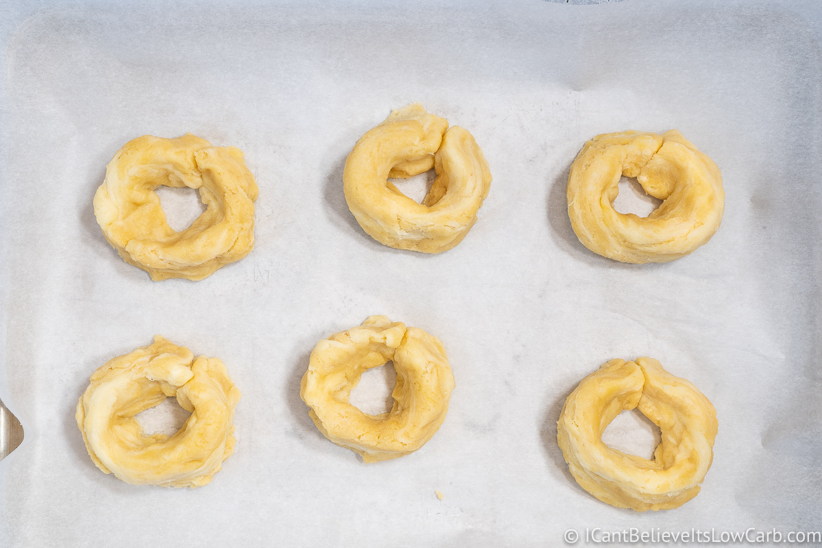 Forming Keto Bagels in round shape