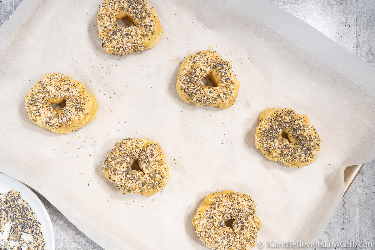 Uncooked Low Carb Bagels with Everything Bagel Seasoning