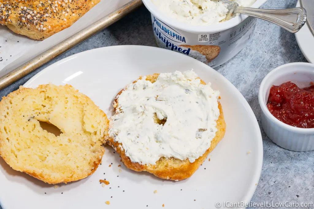 Low Carb Keto Bagels with cream cheese