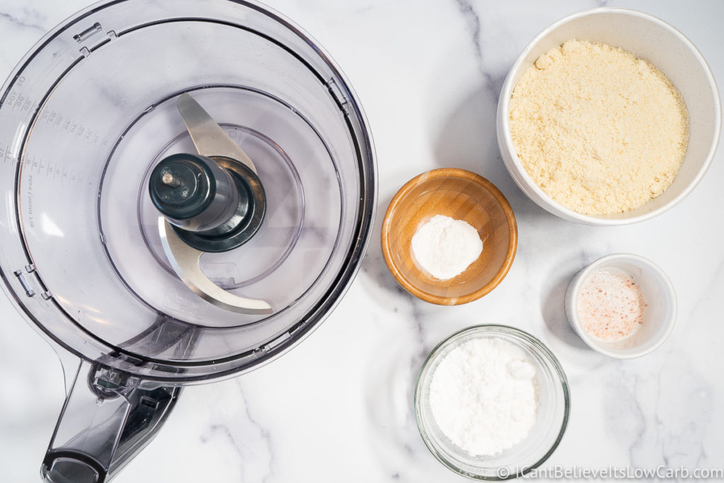 Ingredients for Sugar-Free Keto Butter Cookies in bowls