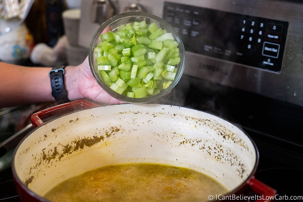 Adding celery to soup