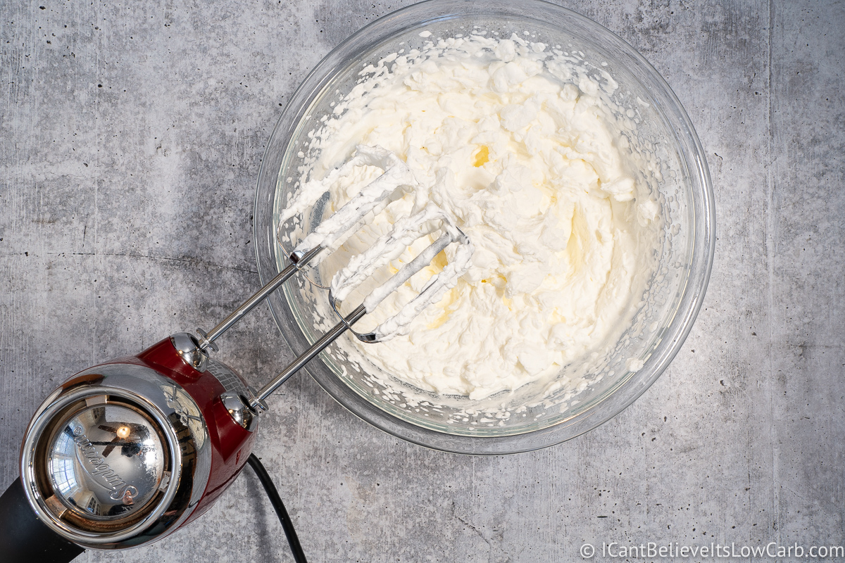 Mixing whipped cream in a bowl