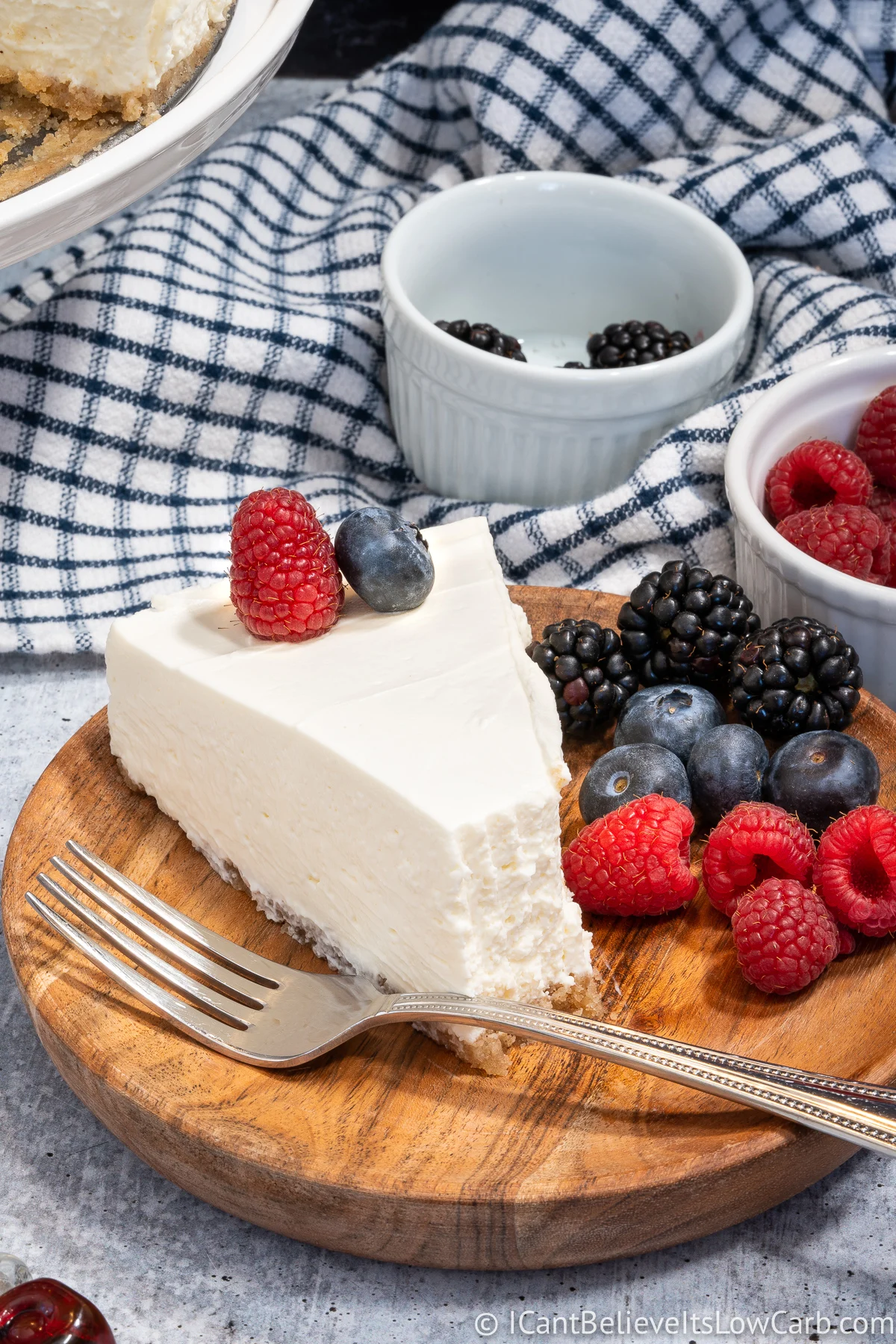 Keto No Bake Cheesecake on plate