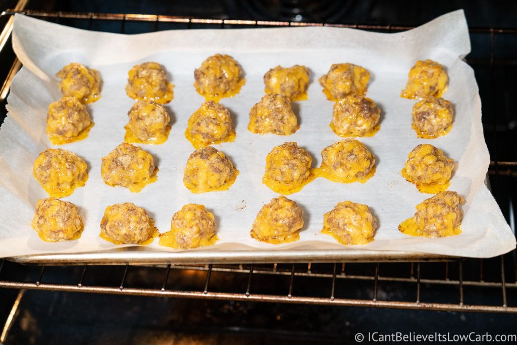 Cooking Keto Sausage Balls in the oven