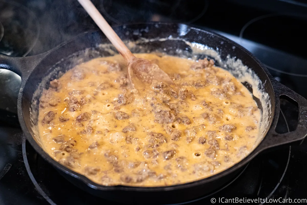 Stirring sausage gravy