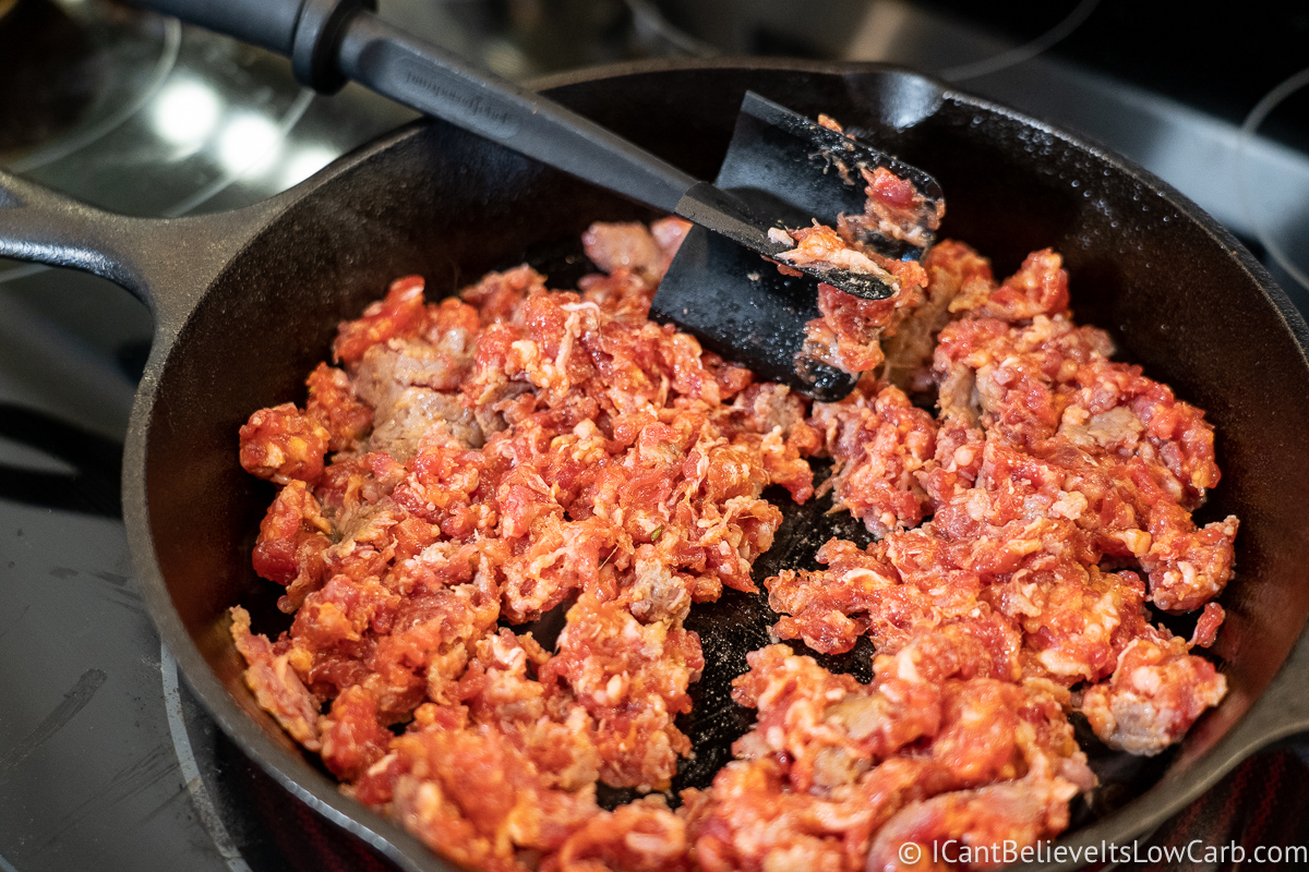 Cooking Sausage in cast iron pan