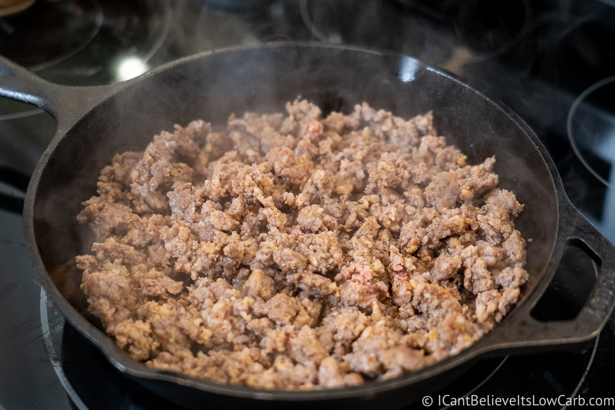 Cooking Sausage in cast iron pan