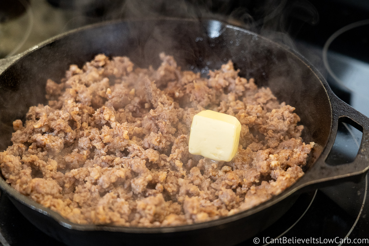 Adding butter to Sausage