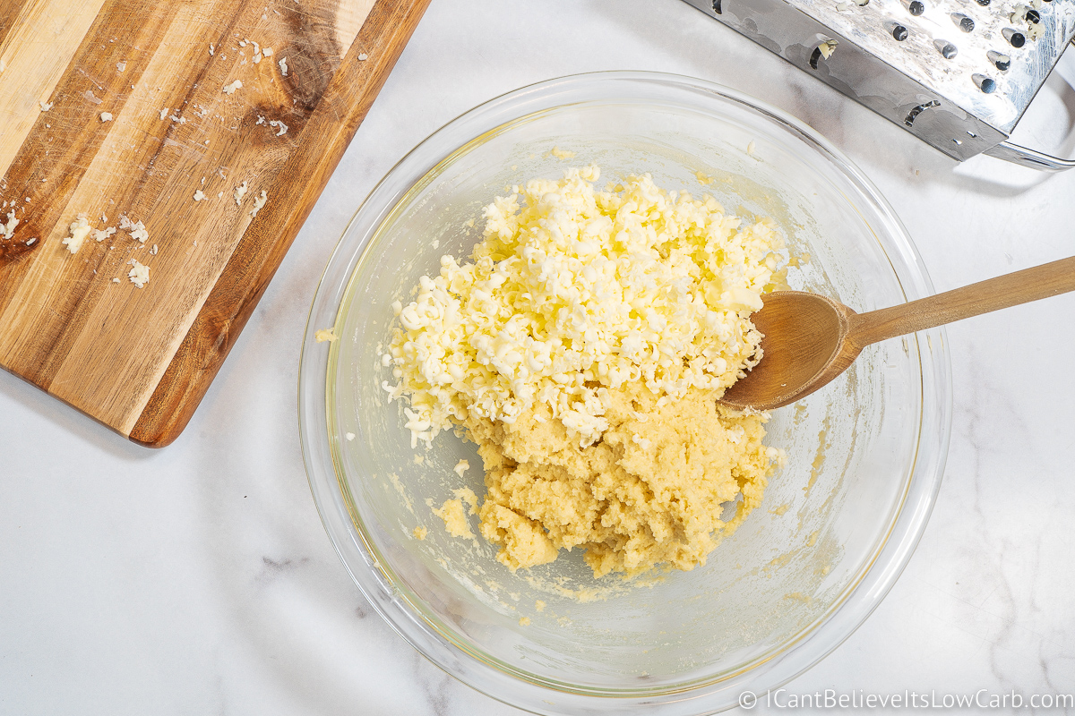 adding frozen butter to keto biscuit mix