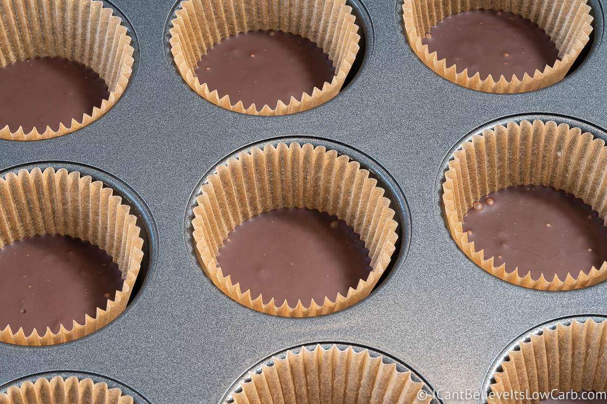 Freezing the chocolate layer for Peanut Butter Cups