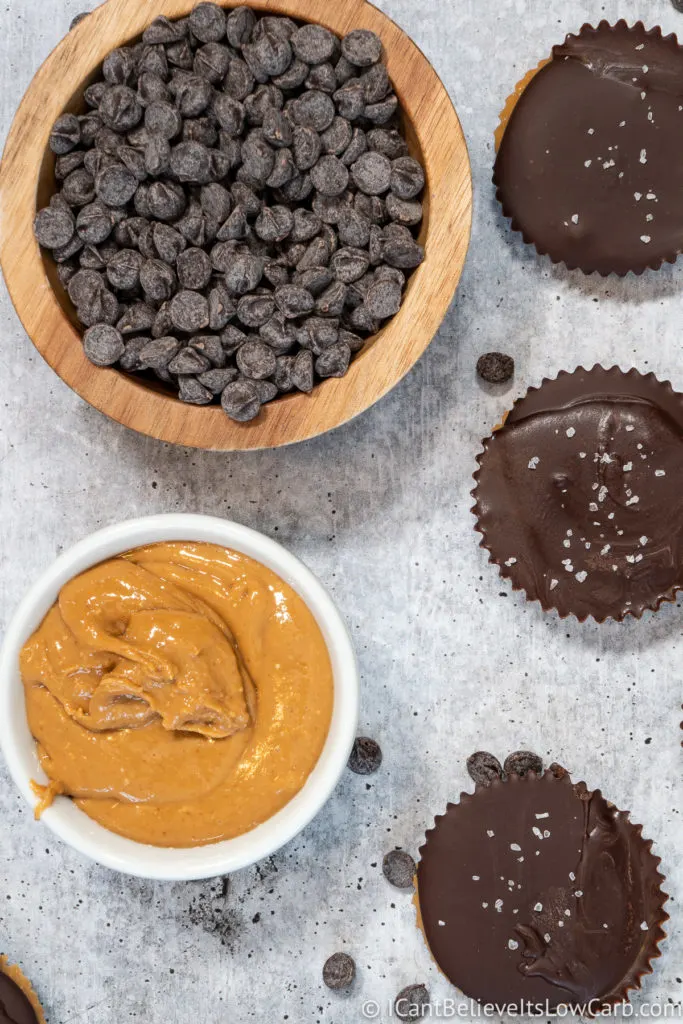 Keto Peanut Butter Cups and ingredients