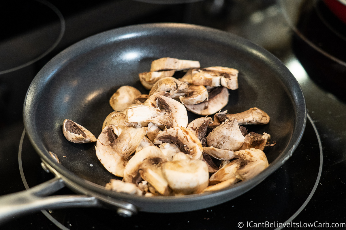 cooking mushrooms on the stove